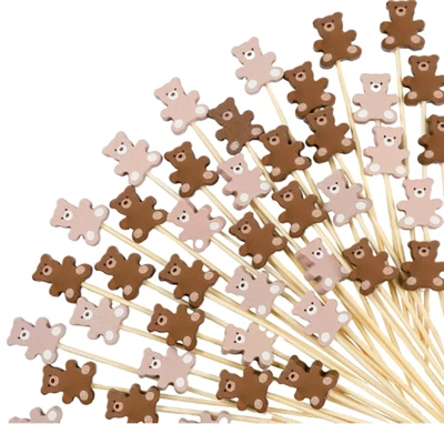 Cute Bear Food Picks Cocktail Bamboo Fruit Forks